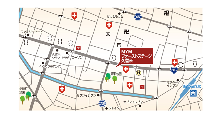 福岡県久留米市MYM 1st stage 周辺地図