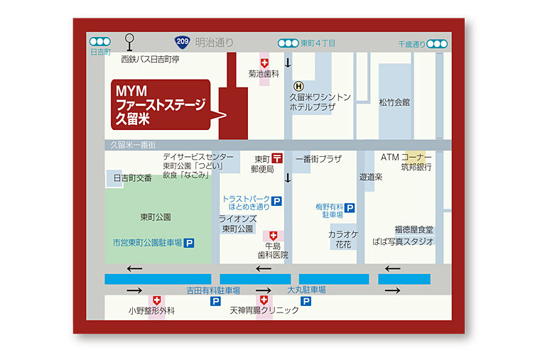 福岡県久留米市のMYM 1st stage 拡大地図